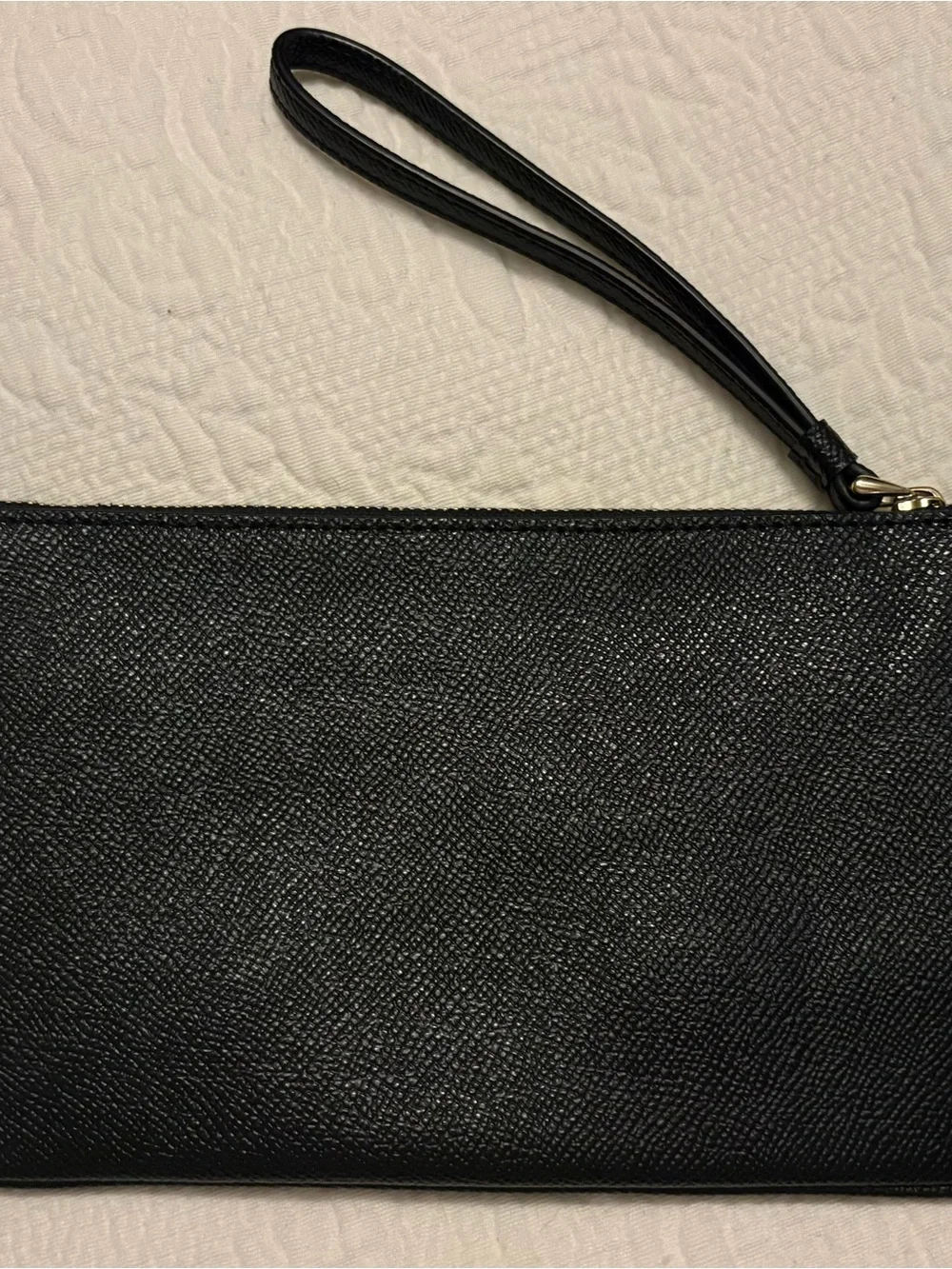 Coach Black Leather Wristlet with Gold Logo